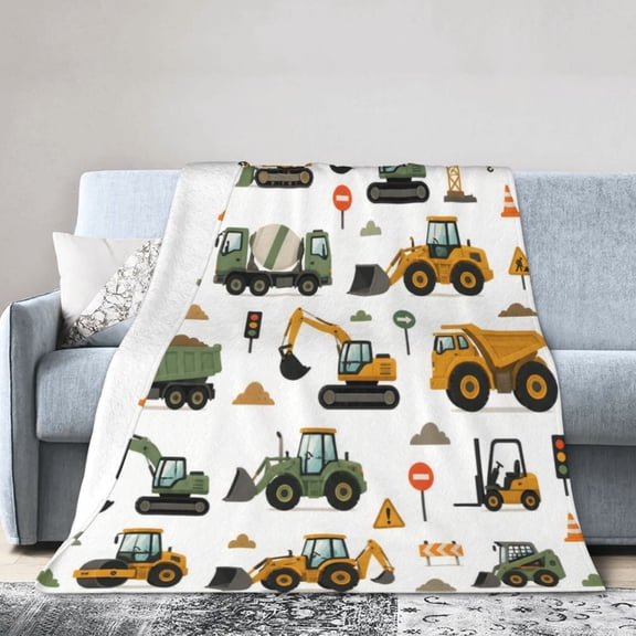 Construction Vehicle Blanket Cozy Soft Fleece Blanket Gift for Home Decor 50x40