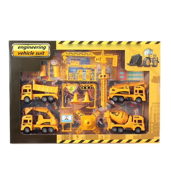 Construction Vehicle Model Set Simulation Toy Cars Building Site Play Kit with Multiple Vehicles Educational Gift for Imaginative Role-Play