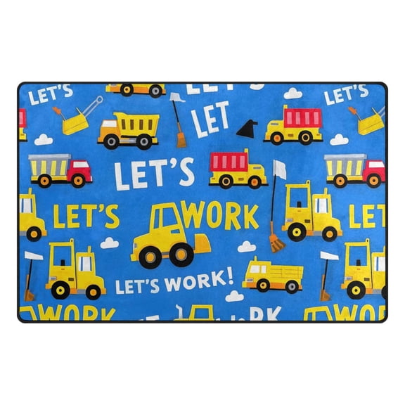 Construction Vehicle Pattern Memory Foam Area Rug 31"x20" Non Slip, Absorbent, Fade Proof for Living Room, Bedroom, Office