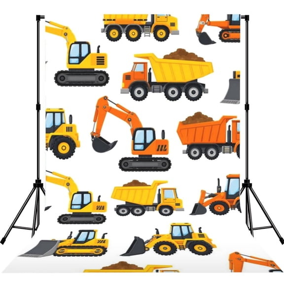 Construction Vehicle Pattern Photography Backdrop 5x7Ft Background for Photo Studio Video Recording Birthday Party Wedding Home Decor