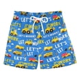 thumbnail image 1 of Construction Vehicle Pattern Swim Trunks Quick Dry Beach Pool Board Shorts Lightweight Stylish Print Sizes 2T to XL, 1 of 8