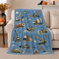 thumbnail image 1 of Construction Vehicle Playful Cartoon Pattern, Festive Holiday Scene, Warm Flannel Blanket for Living Room and Family Room, Art Lovers Housewarming Gift, Festive Home Decor, 1 of 9