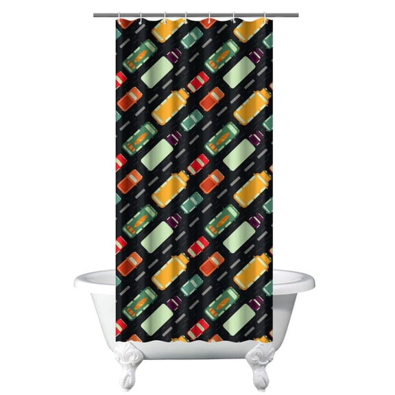 Construction Vehicle Shower Curtain for Kids Bathroom, Cartoon Car Truck Tractor Excavator Fire Truck Design, Waterproof Fabric with Hooks, Fun Playful Style for Boys or Young Renters