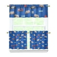 thumbnail image 1 of Construction Vehicle Tier Curtains Set of 3 - Cartoon Car & Fire Truck Window Panels, 54x18 Inch Valance + 27.5x24 Inch Panels, Rod Pocket Design, 1 of 6