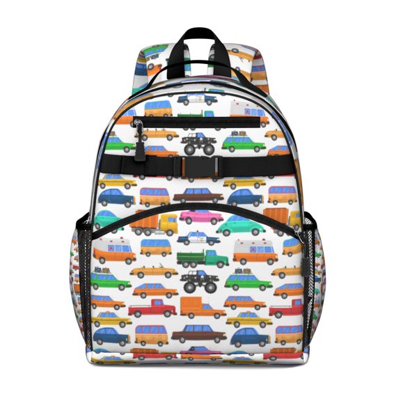 Construction Vehicle Toddler Backpack Spacious Adjustable Shoulder Straps Chest Buckle Durable Backpack For Student