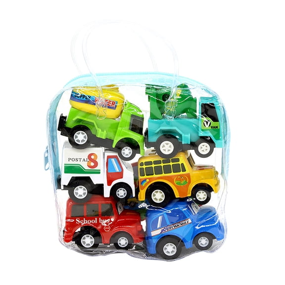 Construction Vehicle Toy Set Friction Powered Pull Back Action Mini Cars For Toddlers Boys Girls Educational Kids Party Birthday Christmas 6PCS