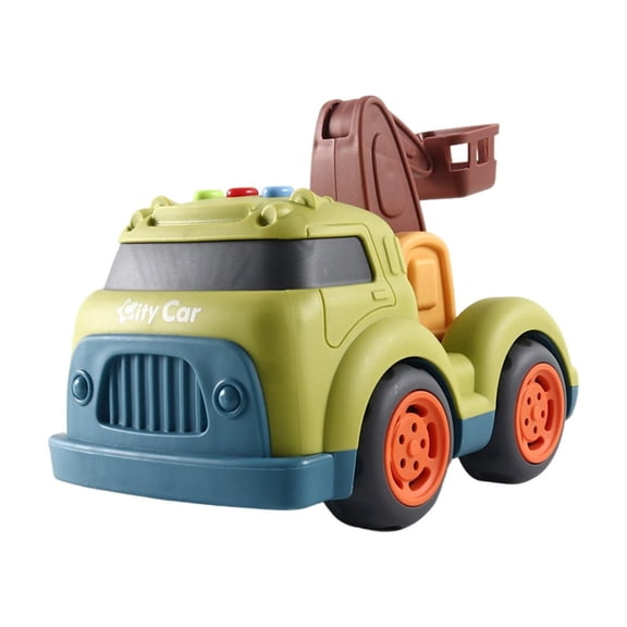 Construction Vehicle Toy Set with Sound and Light Mini Excavator Cement Truck Engineering Car for 3-4 Years, 8.26 Inch Friction Powered Push Go Toy Cars