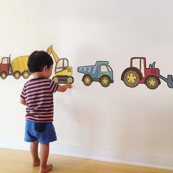 Construction Vehicle Wall Stickers - Peel and Stick