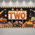 thumbnail image 1 of Construction Vehicles Construction Birthday Banner Orange Color 2nd Birthday Display Traffic Cones Yellow Black Stripes Truck Theme Backdrop for 2nd Birthday Party Kids Celebration Boys Party, 1 of 9