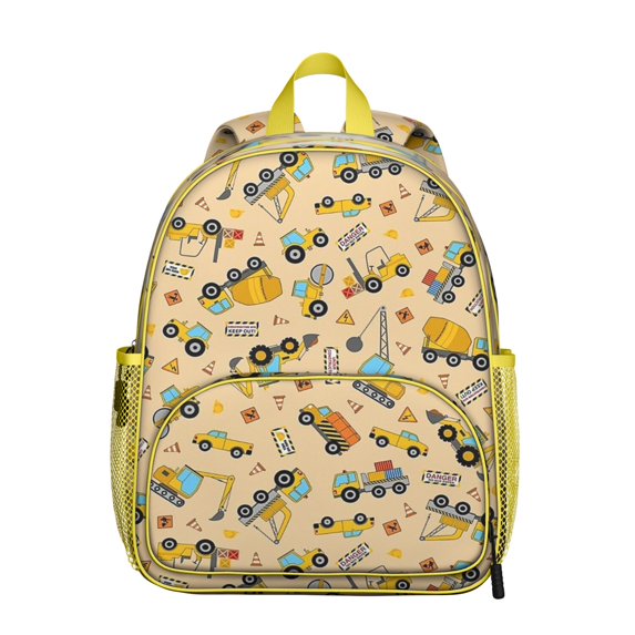 Construction Vehicles Pattern Backpack Backpack for School,Schoolbag with Adjustable Shoulder Straps & Padded Back,13.8"x11.4"x6"