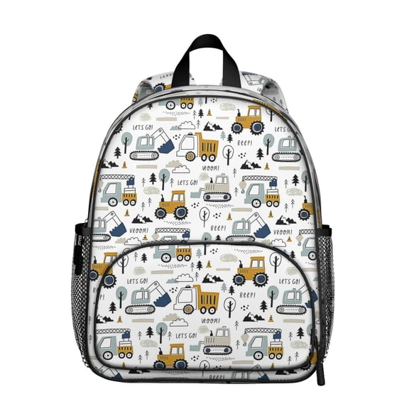 Construction Vehicles Pattern Backpack Backpack for School,Schoolbag with Adjustable Shoulder Straps & Padded Back,13.8"x11.4"x6"