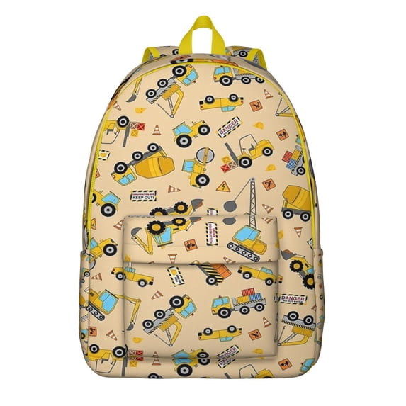 Construction Vehicles Pattern Backpack for School,Schoolbag with Adjustable Shoulder Straps & Padded Back,15.7"x11.8"x5.5"
