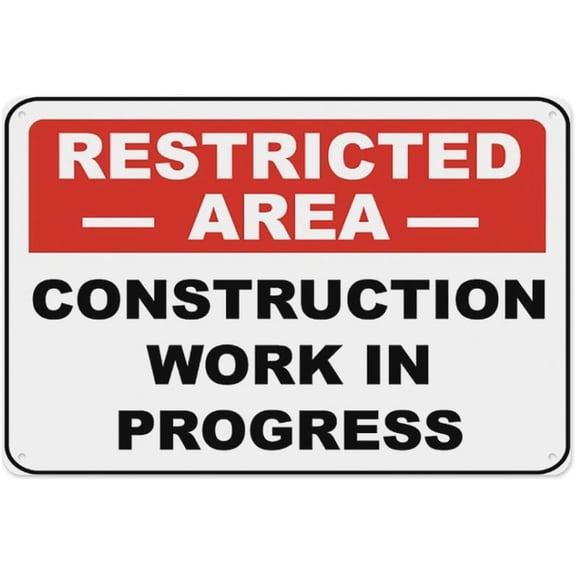 Construction Work In Progress Sign 8"x12" - Aluminum Tin Warning for Home Outdoor Garden, Weatherproof Safety Decor for Building