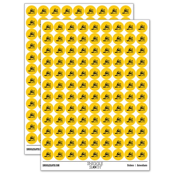 Construction Worker Builder Beaver with Shovel and Hard Hat 200+ Round Stickers - Yellow - Matte Finish - 0.50" Size