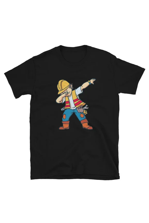 Construction Worker Dabbing Graphic Novelty Souvenir Gift Top TShirt,for men and women up to 5XL