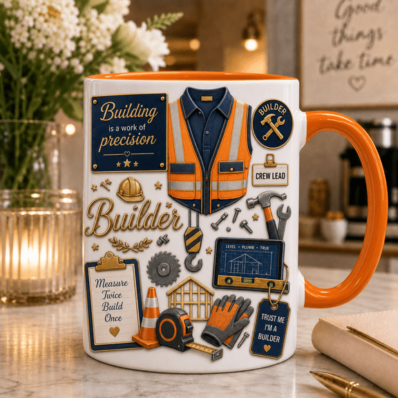 Construction Worker Mug 3D Effect Builder Gift for Crew Lead or Contractor