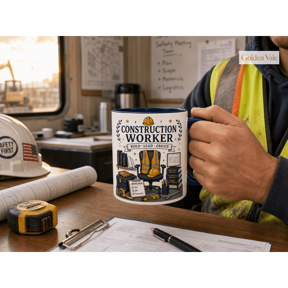 Construction Worker Mug Build Lead Create Gift for Contractor or Builder