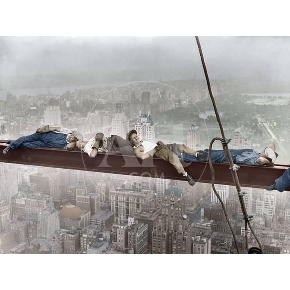 Construction Workers Resting on Steel Beam above Manhattan, Figurative Scenic Unframed Photographic Print Wall Art Sold by Art.Com