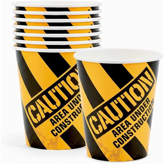 - Construction Zone 9oz Cups for Birthday - Party Supplies - Print Tableware - Print Cups - Birthday - 8 Pieces