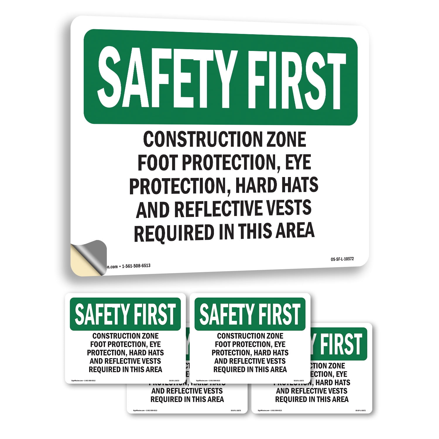 Construction Zone Foot Protection Eye Protection OSHA SAFETY FIRST ...