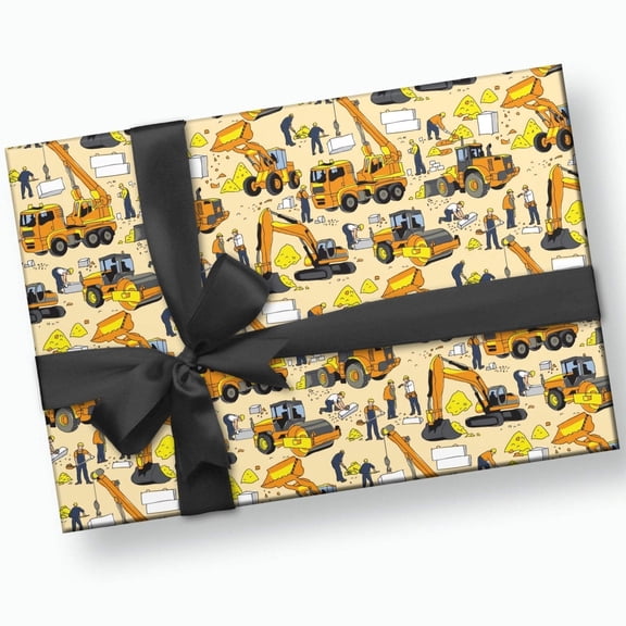 Construction Zone Gift Wrap, 3 Sheets