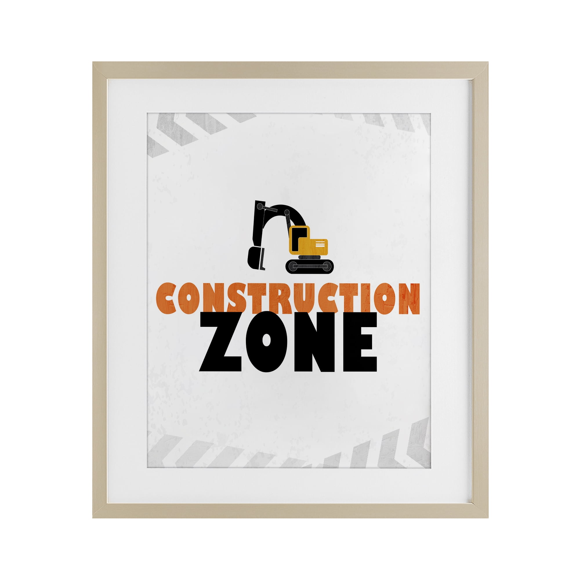 Construction Zone Minimal Birch Framed Print Under Glass, design by Kim Allen