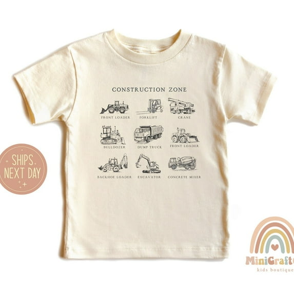Construction Zone Toddler Shirt, Truck Kids Shirt, Construction Machines Tee, Excavator Forklift Shirt, Construction Baby Tee, Kids Gift TODDLER SHORT SLEEVE TEE BELLA CANVAS 3001T