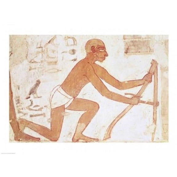 Construction of A Wall Detail of A Man with A Hoe From The Tomb of Rekhmire Poster Print - 36 x 24 in. - Large