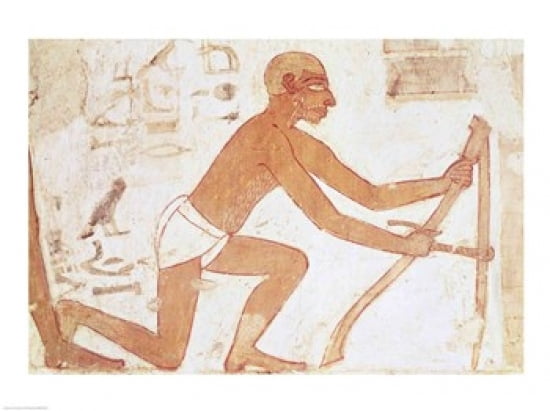 Construction of a wall detail of a man with a hoe from the Tomb of Rekhmire Canvas Art -  (36 x 24)