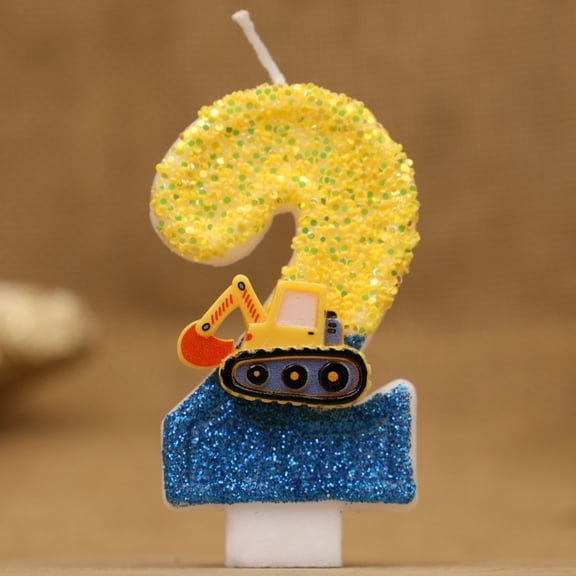 Construction truck excavator numbers birthday candles | Handmade cake decorations | Suitable for children's birthday parties