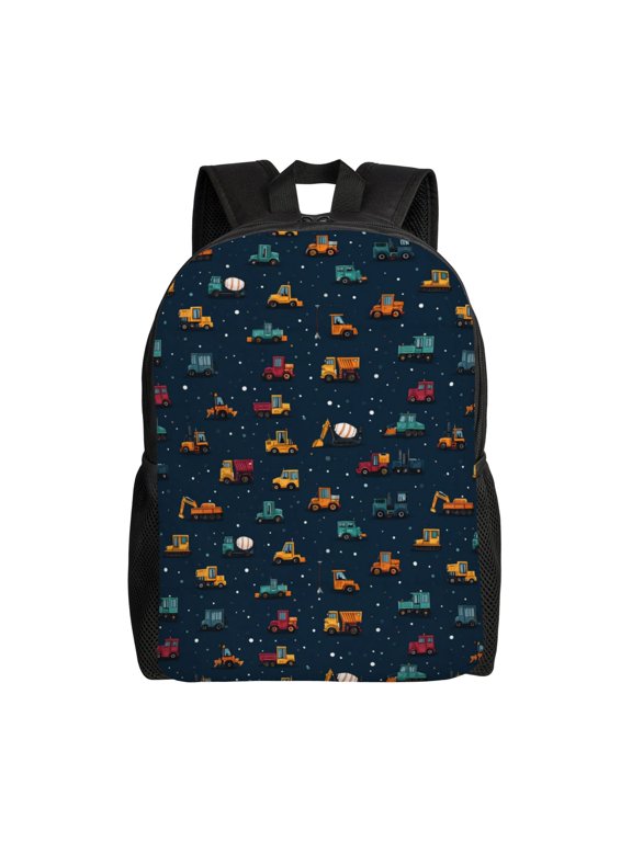 Construction vehicles pattern Backpack with 15 Inch Laptop Compartment,Water-Resistant Daypack, Large Capacity Backpack with Adjustable Breathable Shoulder Straps for Daily Use Travel Gym