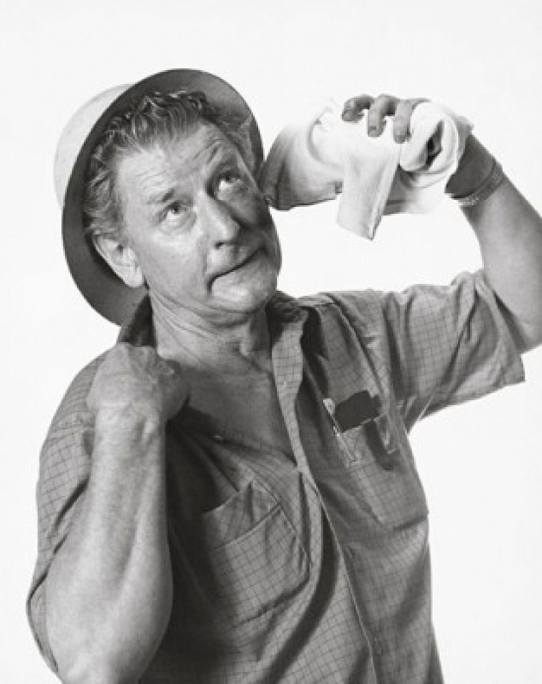 Construction worker wiping his face with a rag Canvas Art - (24 x 36)