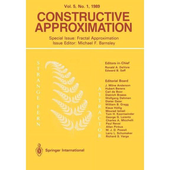 Constructive Approximation Constructive Approximation: Special Issue: Fractal Approximation, (Paperback)
