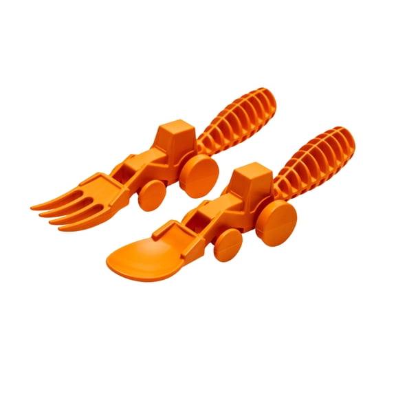 Constructive Eating 2-Piece Tractor Utensils, BPA Free, Dishwasher Safe