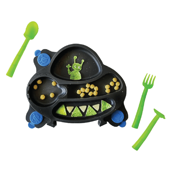 Constructive Eating UFO Training Plate and Utensils Set for Babies & Toddlers