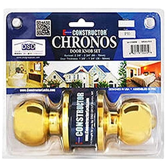 Constructor CON CHR PB BK Chronos Privacy Lock Knob Set Polished Brass