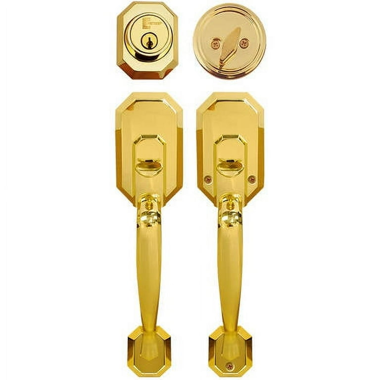 Constructor Cerberus Polished Brass Entry Door Handleset with Double Handle Constructor Cerberus Polished Brass Entry Door Handleset with Double Handle