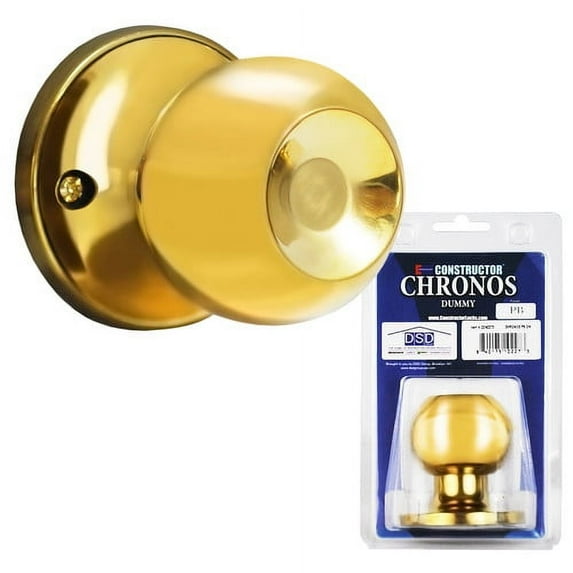 Constructor Chronos Decorative Dummy Door Knob Handle Polished Brass Finish