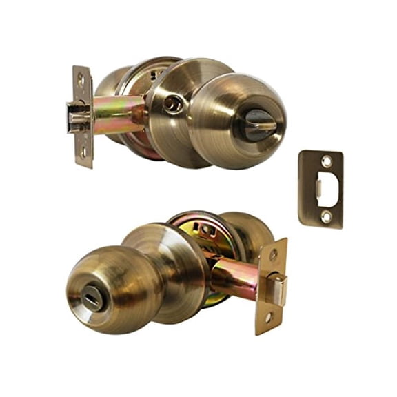 Constructor Chronos Privacy Door Knob Handle Lock Set for Bedroom and Bathroom Antique Bronze Finish