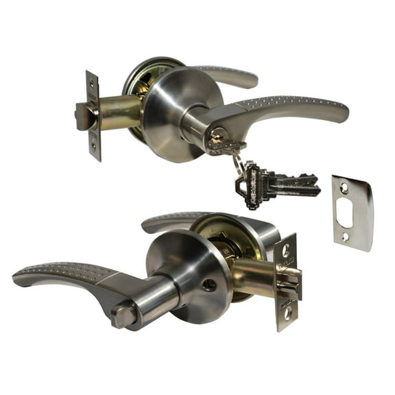 Constructor Etude Entry Door Lever Handle Lock Set Satin Nickel Finish