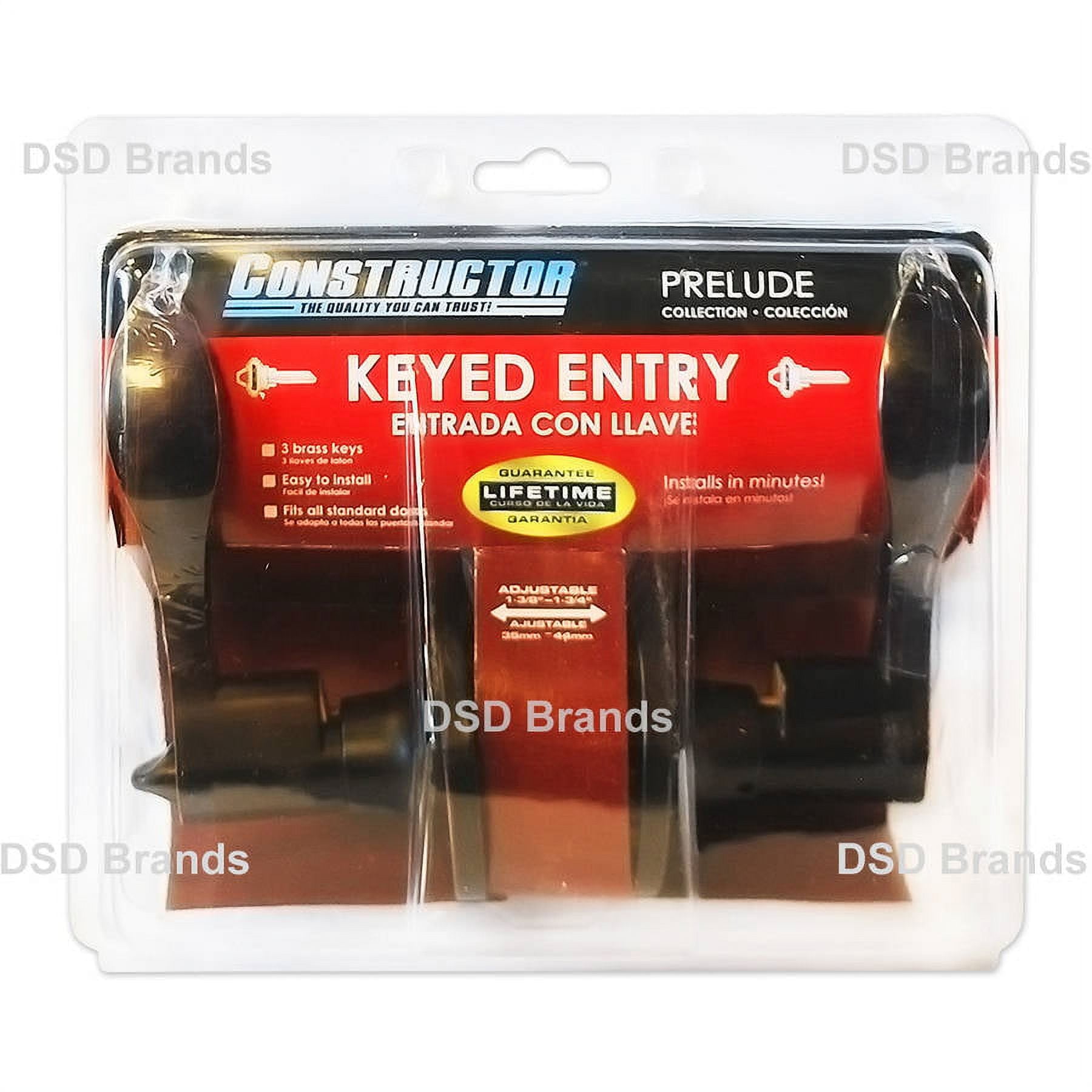 Constructor Rondo Entry Door Lever Handle Lock Set Satin