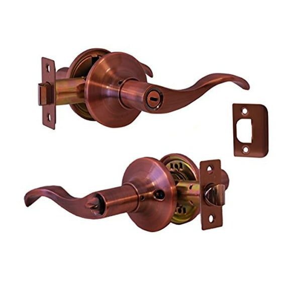 Constructor PRELUDE Privacy Door Lever Handle Lock Set for Bedroom and Bathroom Antique Copper Finish