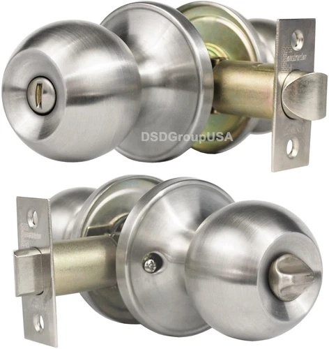 Constructor Privacy No Key Door Knob Handle Lock Bed / Bath Satin Nickel
