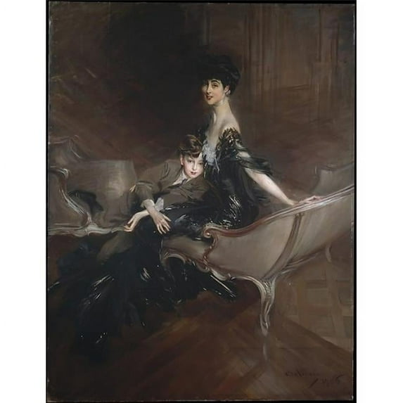 Consuelo Vanderbilt, 1876 1964 Duchess of Marlborough & Her Son Lord Ivor Spencer-Churchill, 1898 1956 Poster Print by Giovanni Boldini, Italian Ferrara 1842 1931 Paris, 18 x 24