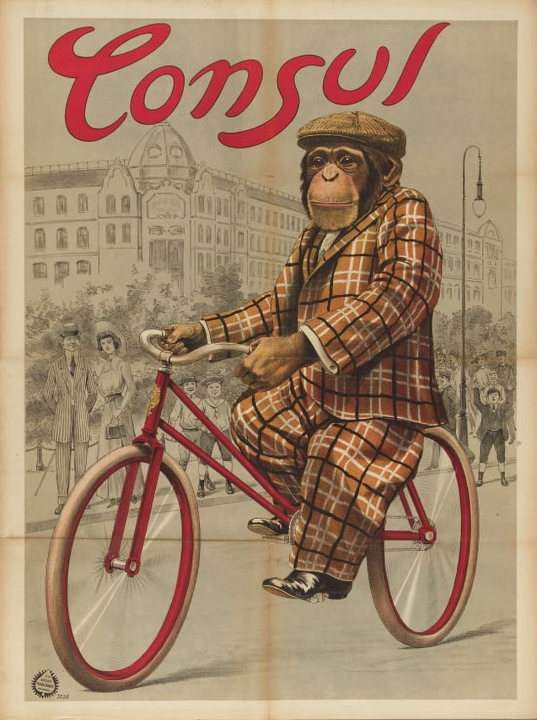 Consul The Monkey Riding A Bike Canvas Art - (24 x 36)