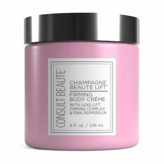 Consult Beaute Champagne Lift Hydrating Firming Body Cream with Pink Pepperslim for Crepey Skin, 8 oz.