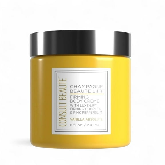 Consult Beaute Champagne Lift Hydrating Firming Body Cream with Pink Pepperslim for Crepey Skin Moisturizer Tightens, Tones & Hydrates Dry Skin on Arms & Legs - Vanilla Absolute 8 oz.