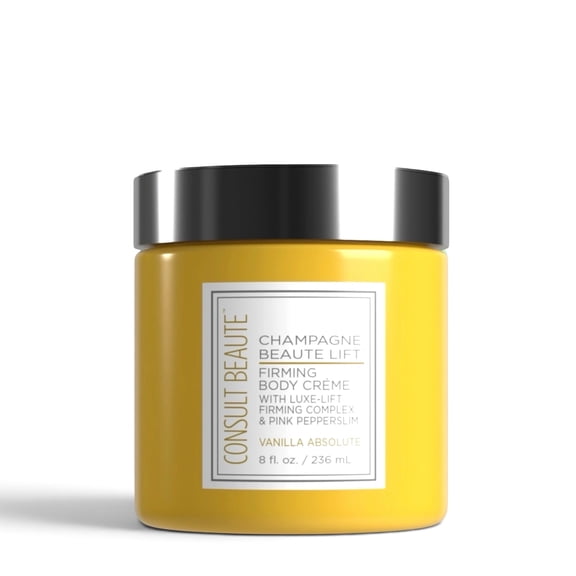 Consult Beaute Champagne Lift Hydrating Firming Body Cream with Pink Pepperslim for Crepey Skin Moisturizer Tightens, Tones & Hydrates Dry Skin on Arms & Legs - Vanilla Absolute 8 oz.