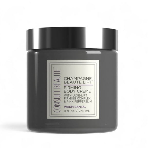 Consult Beaute Champagne Lift Hydrating Firming Body Cream with Pink Pepperslim, Tightens, Tones Crepey Skin, Moisturizer for Dry Skin, Warm Santal, 8 oz.
