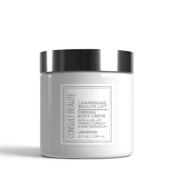 Consult Beaute Unscented Champagne Lift Hydrating Firming Body Cream with Pink Pepperslim, Moisturizer, Tightens Crepey Skin, Tones & Hydrates Dry Skin on Arms & Legs - 8 oz.